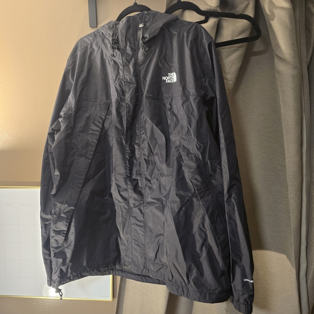 North Face Men’s Jacket Black Windbreaker Hooded Lightweight Size: XL